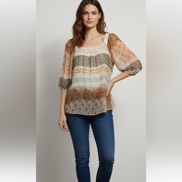 DAVI & DANI Tops - DAVI & DANI Multicolor Boho Blouse